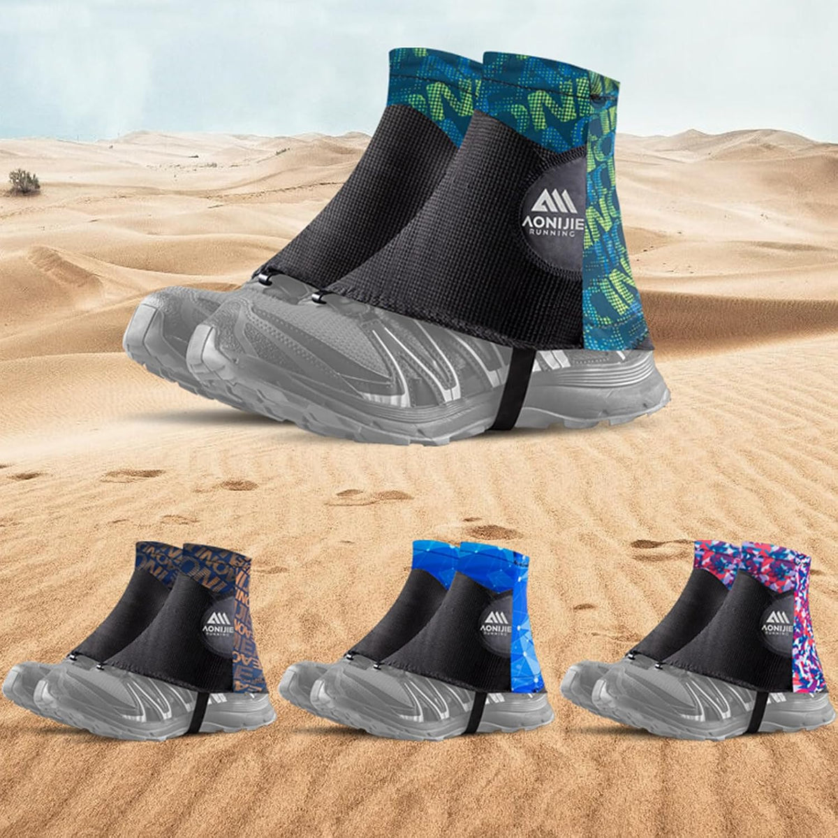 AONIJIE Low Trail Running Gaiters Reflective Ankle Guards for Hiking Marathon Triathlon Breathable Sand Prevention