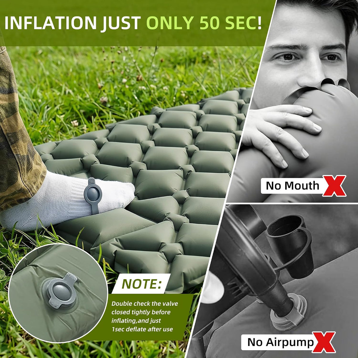 Ultralight Camping Sleeping Pad Mat, Compact Air Mattress for Backpacking