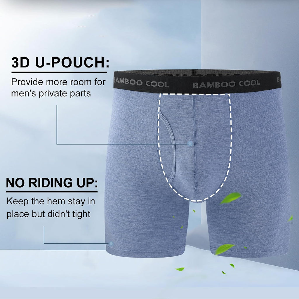 BAMBOO COOL Men's Boxer Briefs Ultra Breathable Underwear Multipack