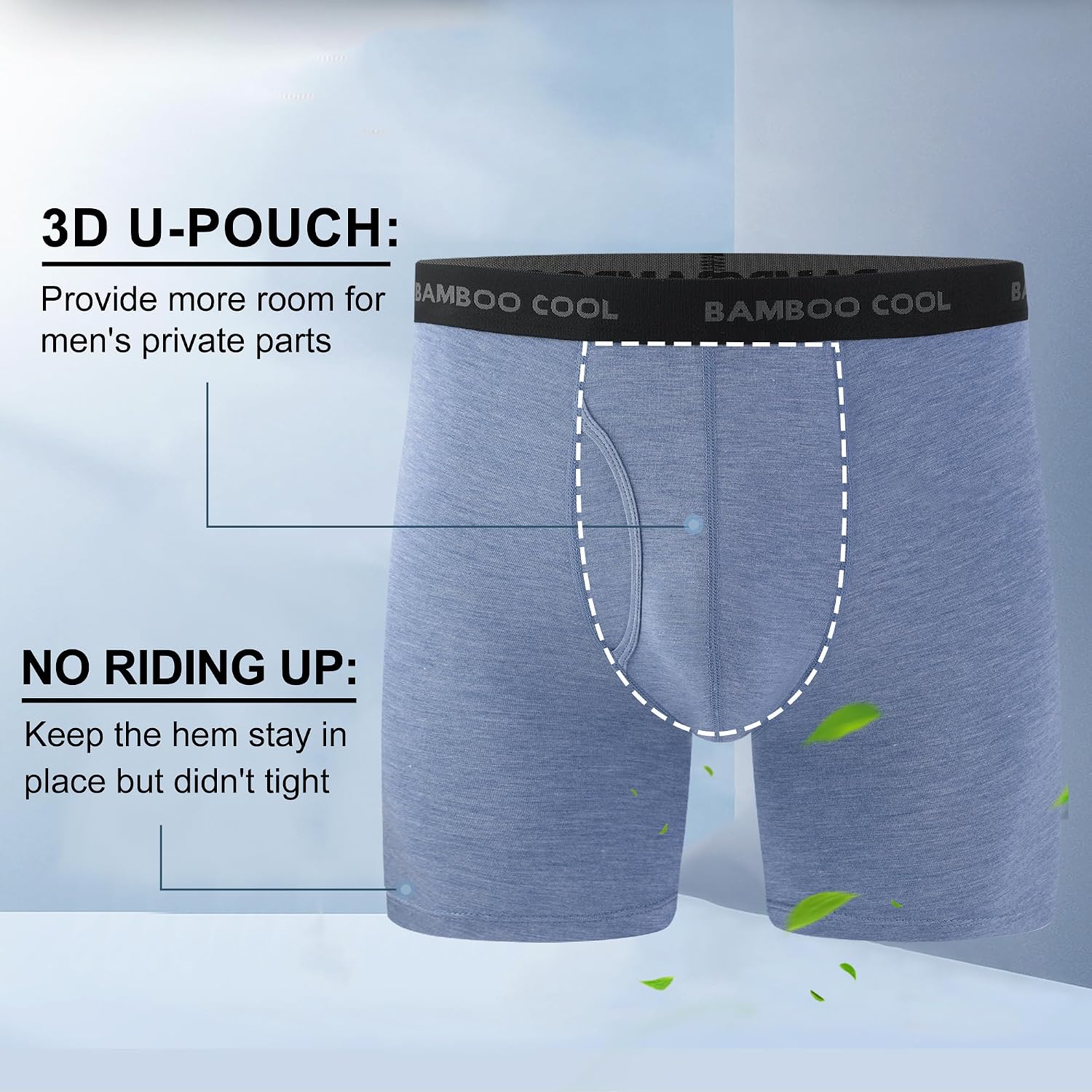 BAMBOO COOL Men's Boxer Briefs Ultra Breathable Underwear Multipack
