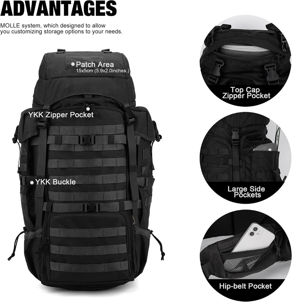 Mardingtop 70L Internal Frame Backpack for Hunting,Camping,Hiking Backpacking Backpack with Rain Cover