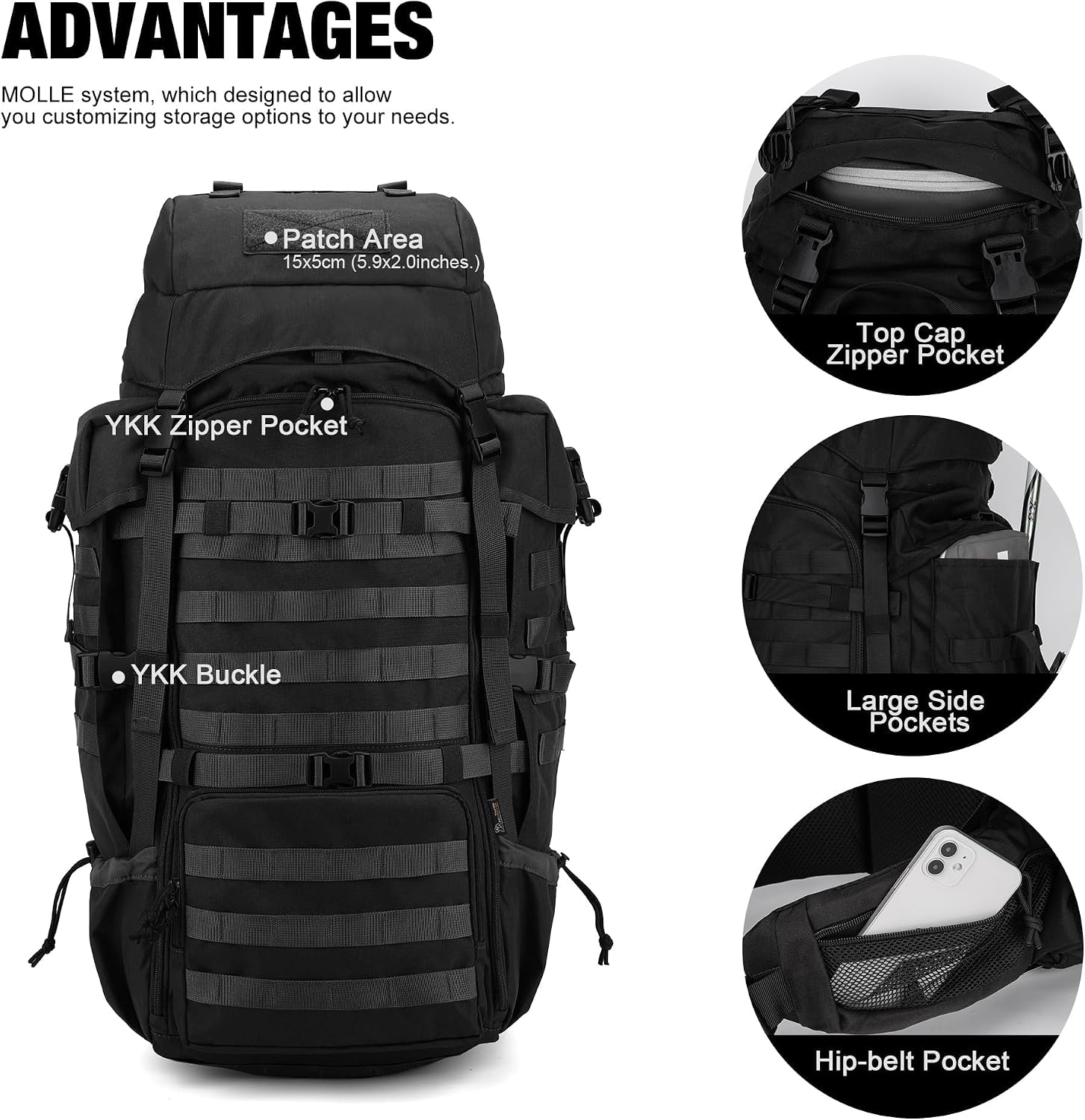 Mardingtop 70L Internal Frame Backpack for Hunting,Camping,Hiking Backpacking Backpack with Rain Cover