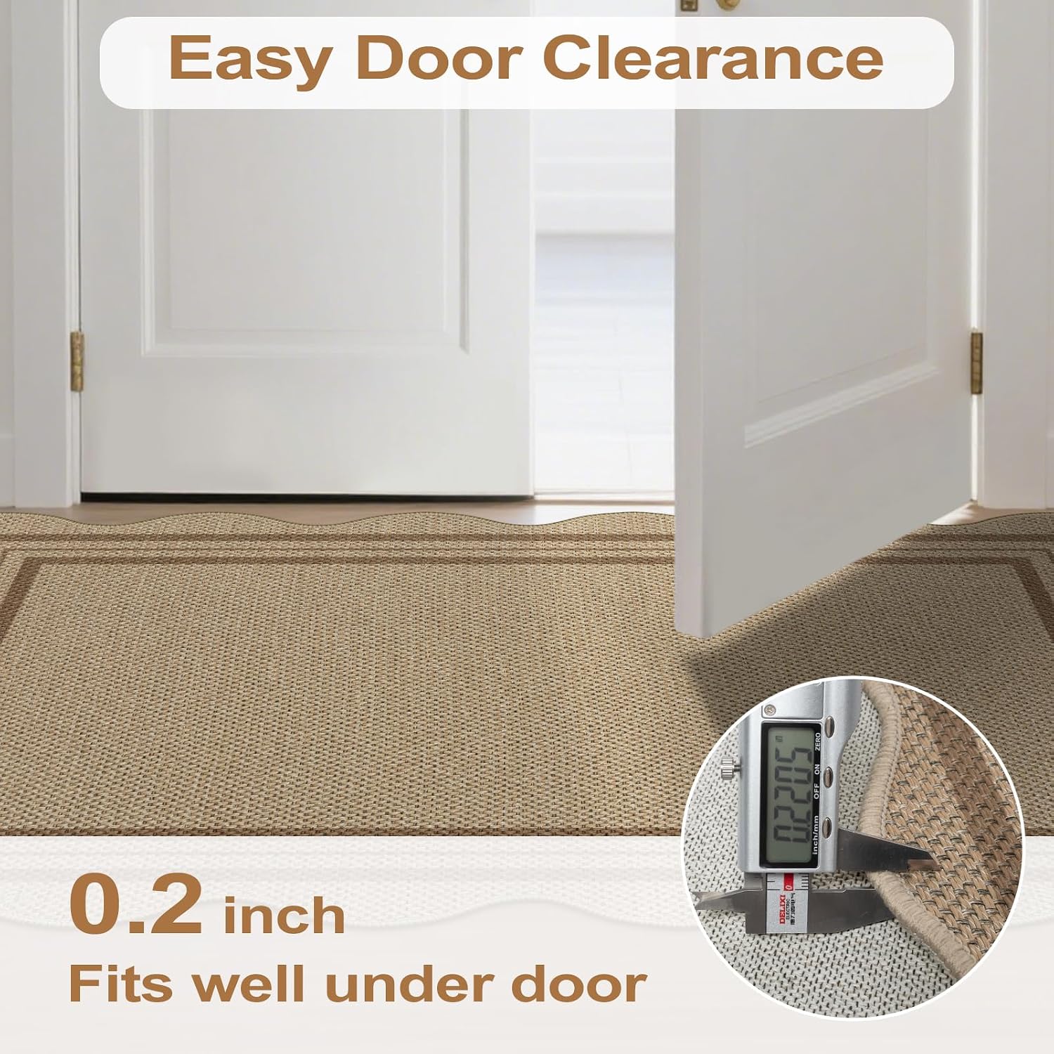 Modern Easy Jute 3x5 Outdoor Patio Rug, Washable Rugs for Entryway Farmhouse Non Slip Indoor Door Mat, Brown Throw Carpet for Entry Backyard Porch Decor