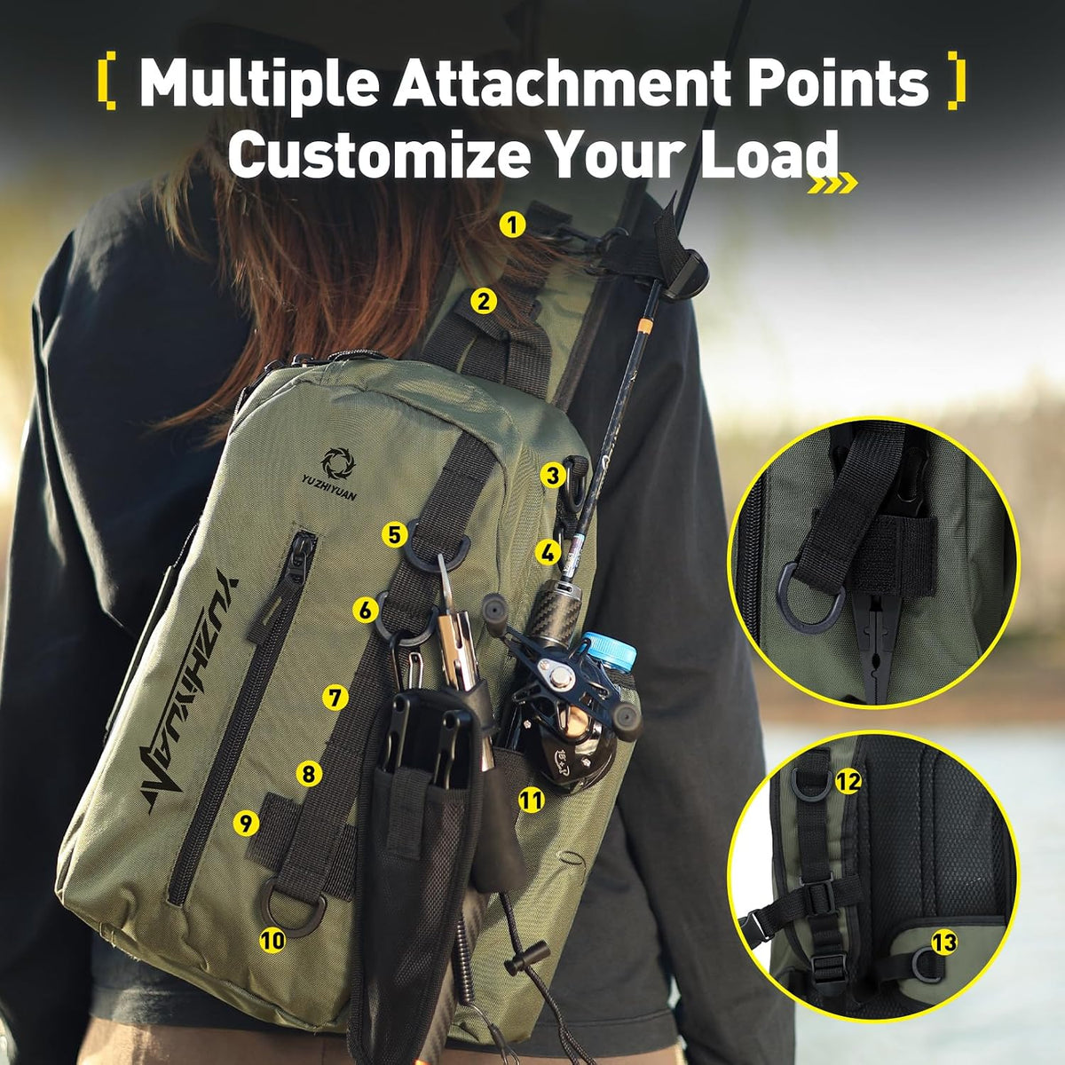 Small Fishing Bag with Rod Strap, Portable & Lightweight, Fish Small Tackle bag – Fits Tackle Boxes & Gear,Move Freely, Cast Smoothly - Fishing Gifts for Men