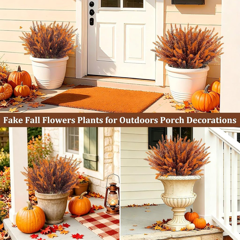 TURNMEON 10 Bundles Artificial Fall Flowers for Outdoors Fall Decorations