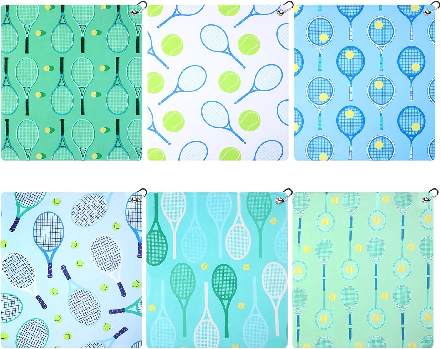 VitalCozy 6 Pcs Tennis Sweat Towel Tennis Gift for Women Cooling Sports Towel with Clip 15 x 17 Inch Absorbent Fast Drying Gym Sport Accessories for Men Team Coach Sport Player Fitness (Fresh)