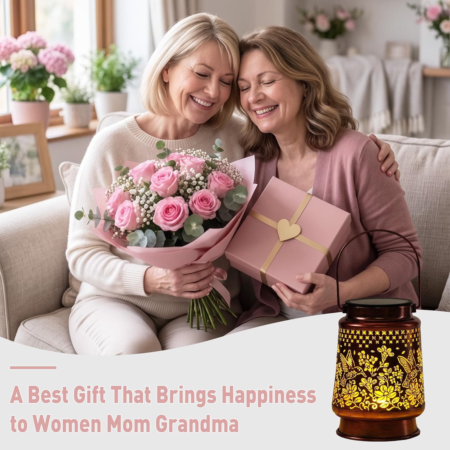 Homemory Gifts for Women, Solar Hummingbird Lanterns Outdoor Lights
