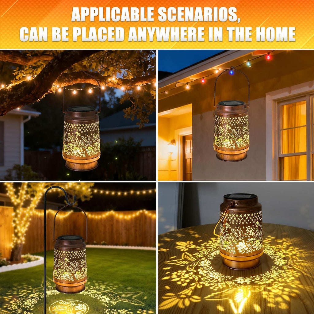 Hummingbird Solar Lantern - Outdoor Decorative Solar Lanterns for Garden, Patio, Backyard, and Porch - Waterproof Hanging Lantern for Outside - Perfect Gifts for Women