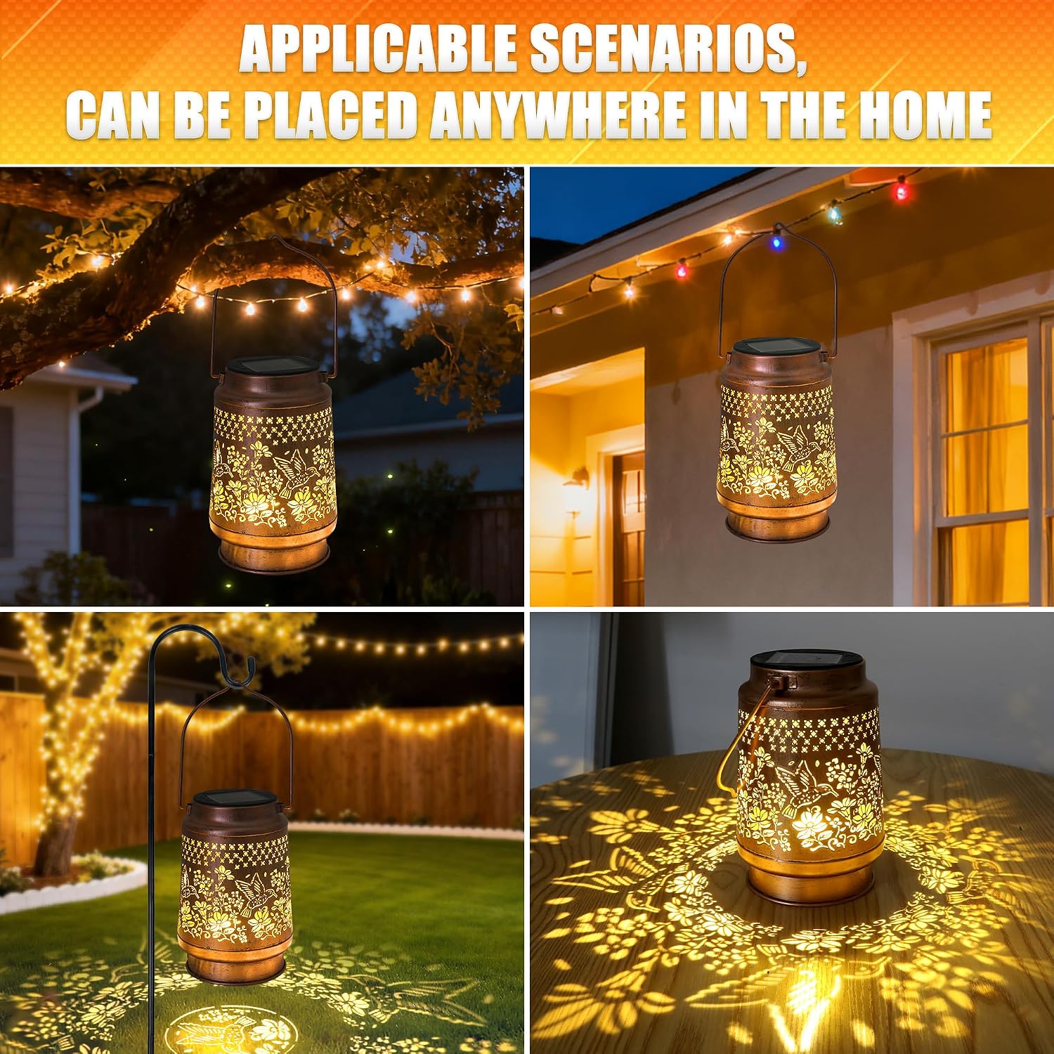 Hummingbird Solar Lantern - Outdoor Decorative Solar Lanterns for Garden, Patio, Backyard, and Porch - Waterproof Hanging Lantern for Outside - Perfect Gifts for Women