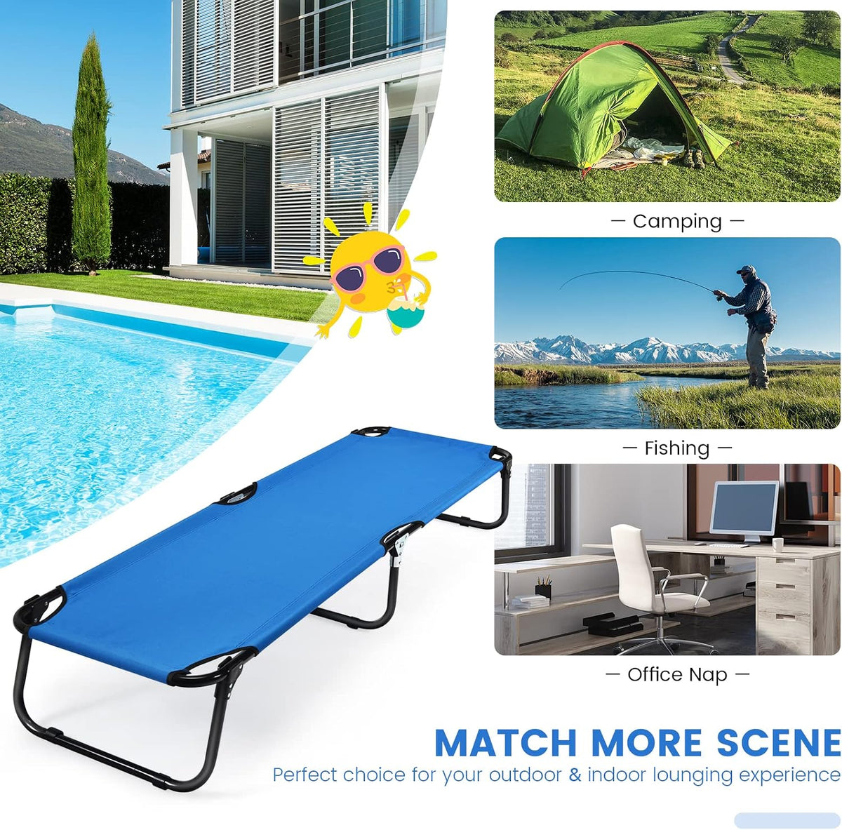 Goplus Folding Camping Cot, Sleeping Cots for Adults Kids