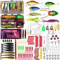 FONMANG Fishing Lures - Tackle Box with Tackle Included, Fishing Kit with VIBs, Frogs, Minnows, Soft Baits, Hooks & Weights Accessories, Freshwater Lure Kit for Bass Walleye Trout