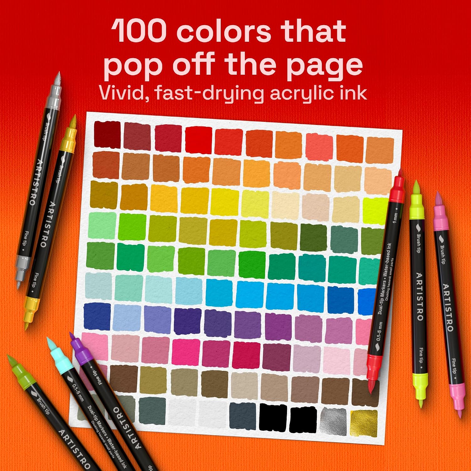 ARTISTRO 100 Acrylic Dual-Tip Glass Marker Pens for Wine Glasses