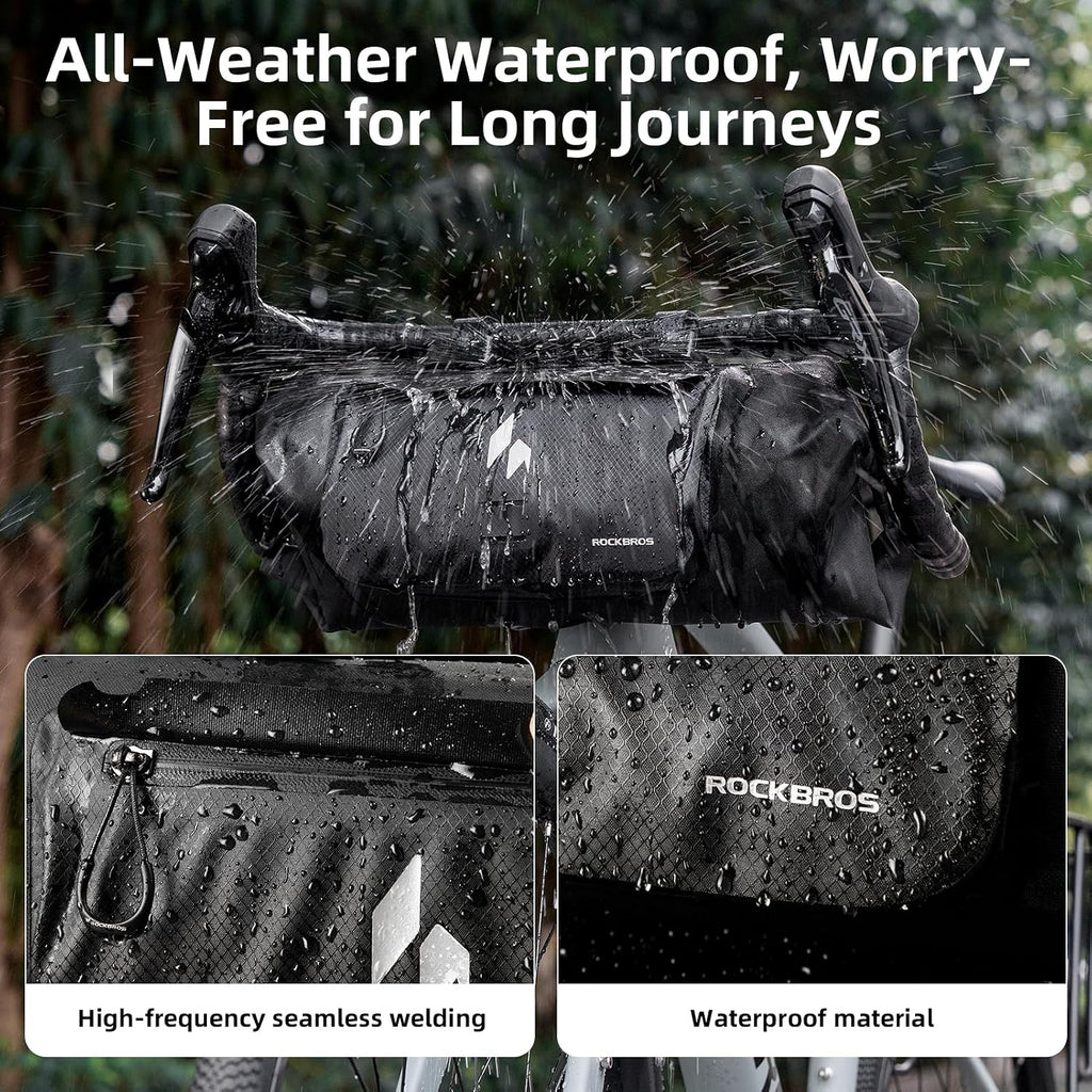 ROCKBROS Bike Handlebar Bag, Waterproof Front Frame Pouch with 8L Capacity