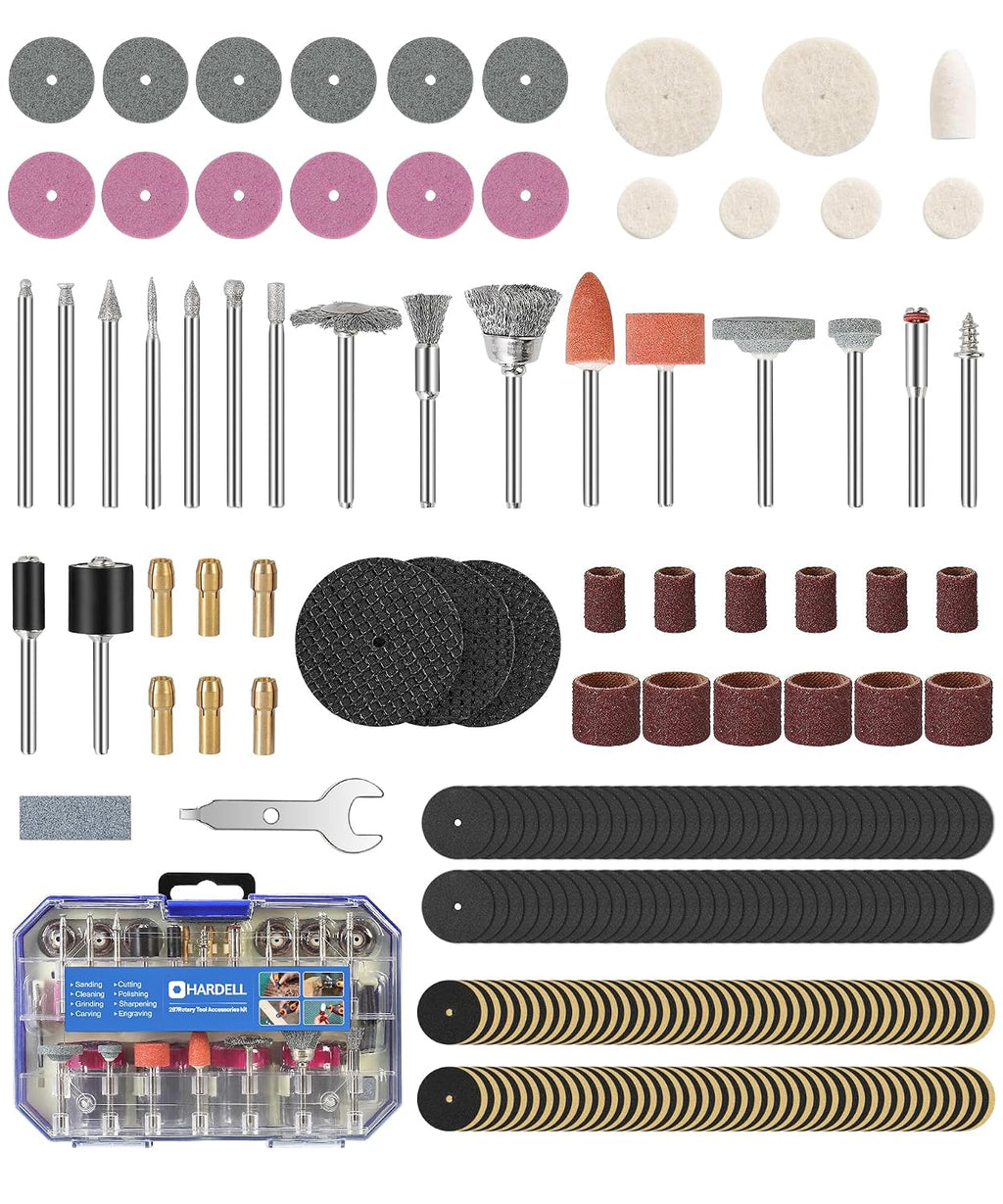 HARDELL 287Pcs Rotary Accessory Kit w/ 1/8" Shanks, for Cutting & Polishing