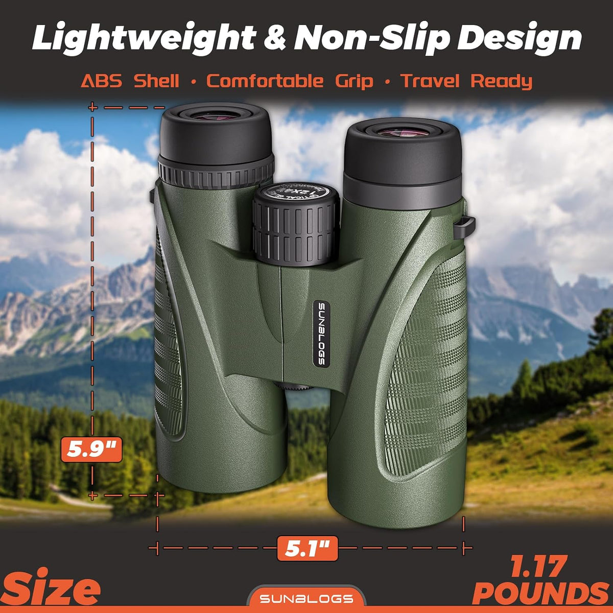 12x42 Binoculars for Adults High Powered, Super Bright BAK4 Prism Waterproof HD Binoculars with Low Light Vision for Bird Watching Hiking Hunting Outdoor Travel Road Trip Stargazing Cruise (Green)