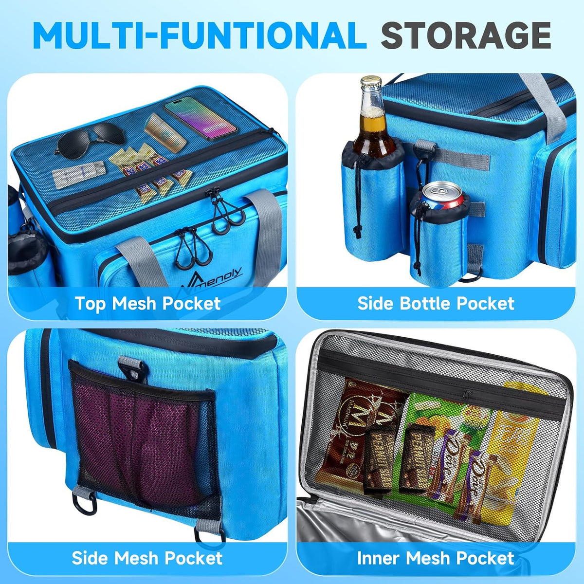 Paddle Board Cooler Bag with Cup Holders, 28L Large Sup Kayak Deck Cooler Bag Fit 36 Cans with Bottle Opener, Adiustable Strap for Beach, Kayaking, Camping