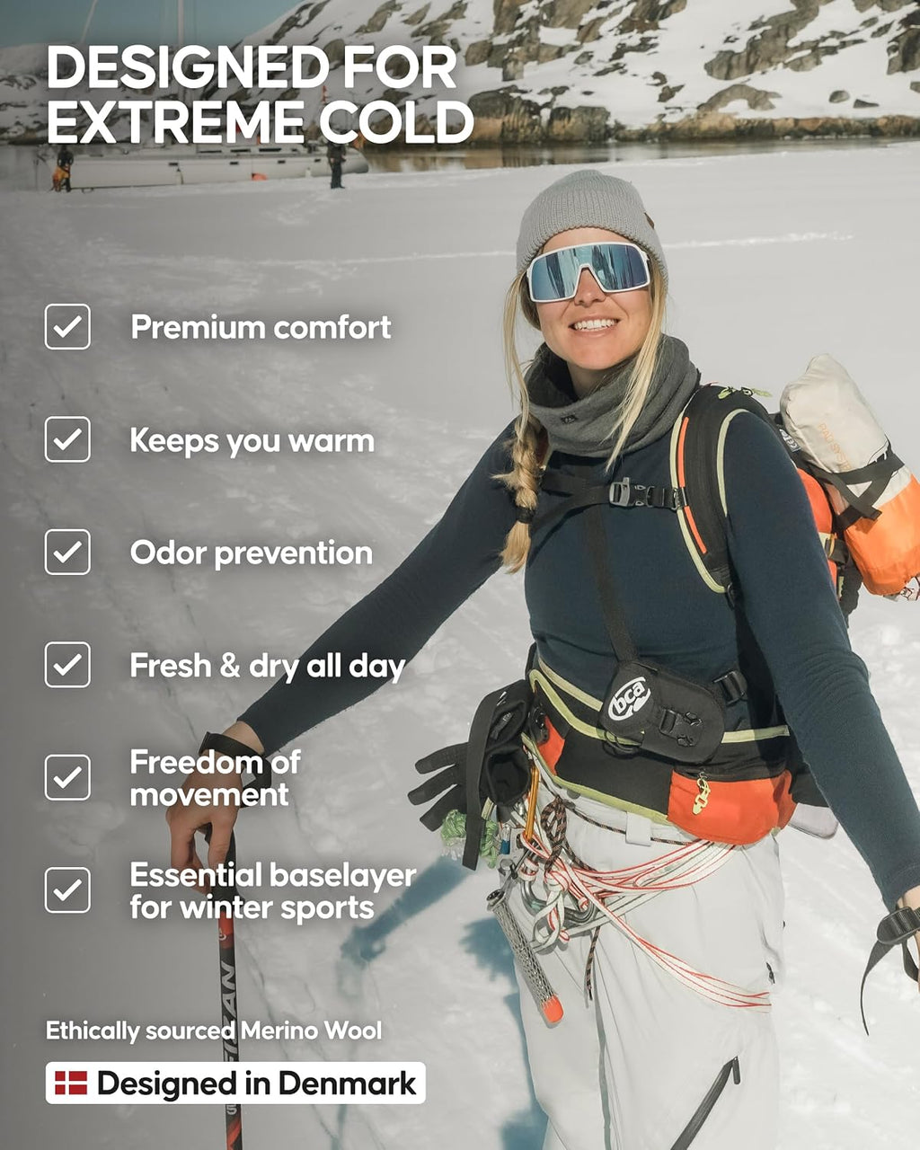 DANISH ENDURANCE Merino Wool Base Layers Women, Extreme Warm Set