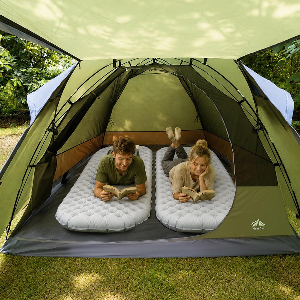 Night Cat Camping Tent 2 3 Persons with Porch Family Backpacking Tent Double Layers Waterproof Easy Clip Setup 7x6x4.3ft Porch Pole Not Inlcuded