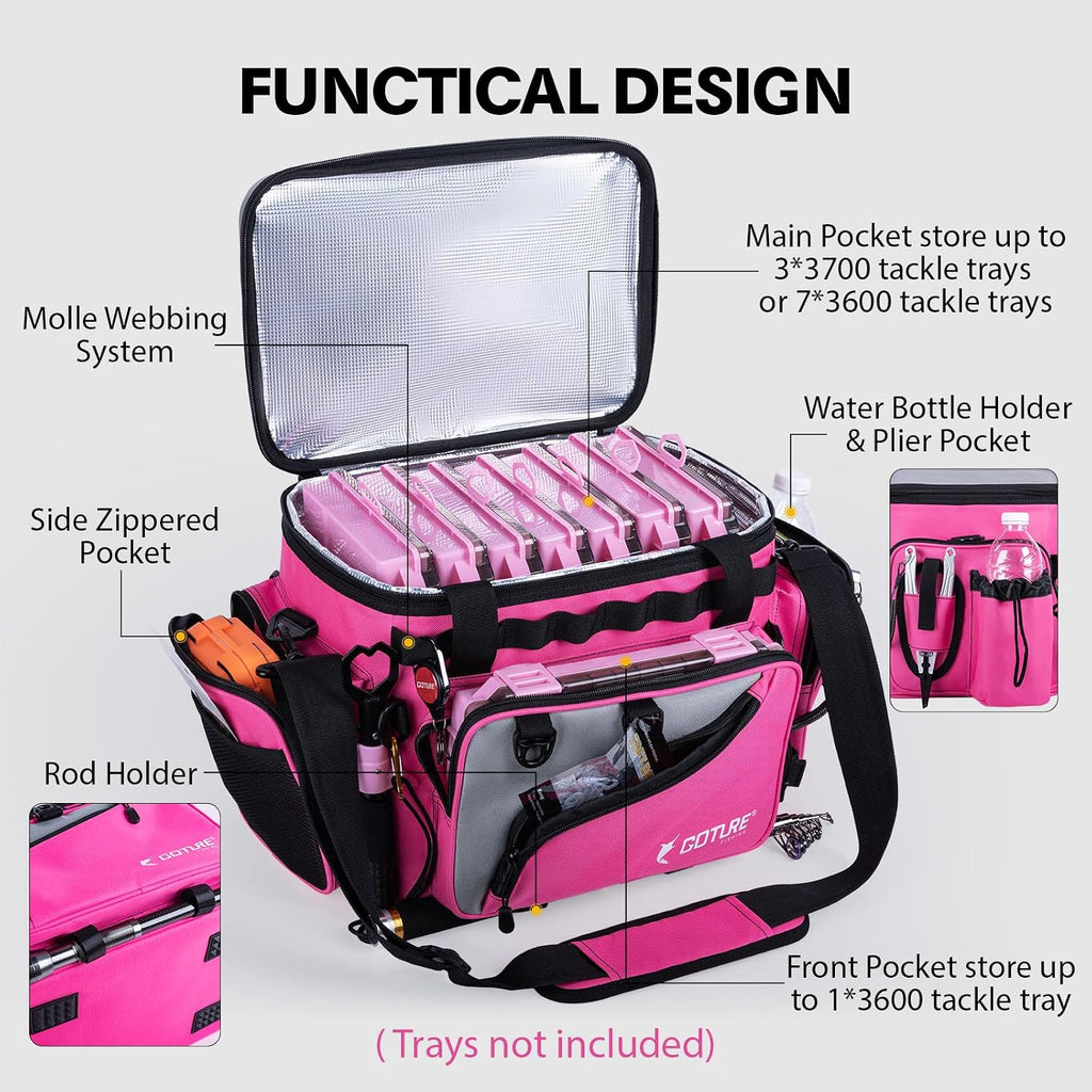 Goture Pink Fishing Rod and Reel Combos with Cooler Tackle Bag,6FT-9FT