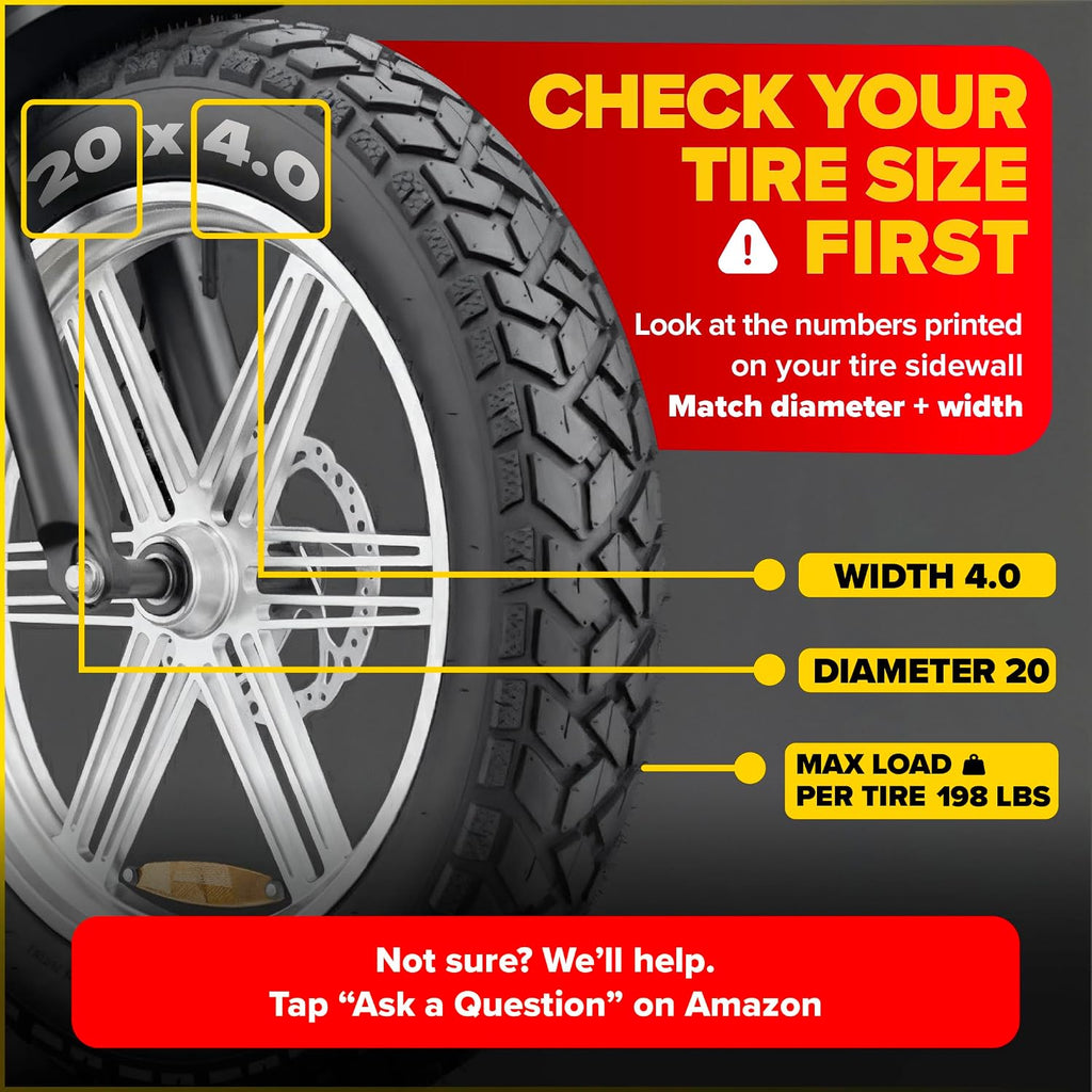 Ultraverse 20x4.0 E-Bike Fat Tire, All-Terrain Tread, 2 Units