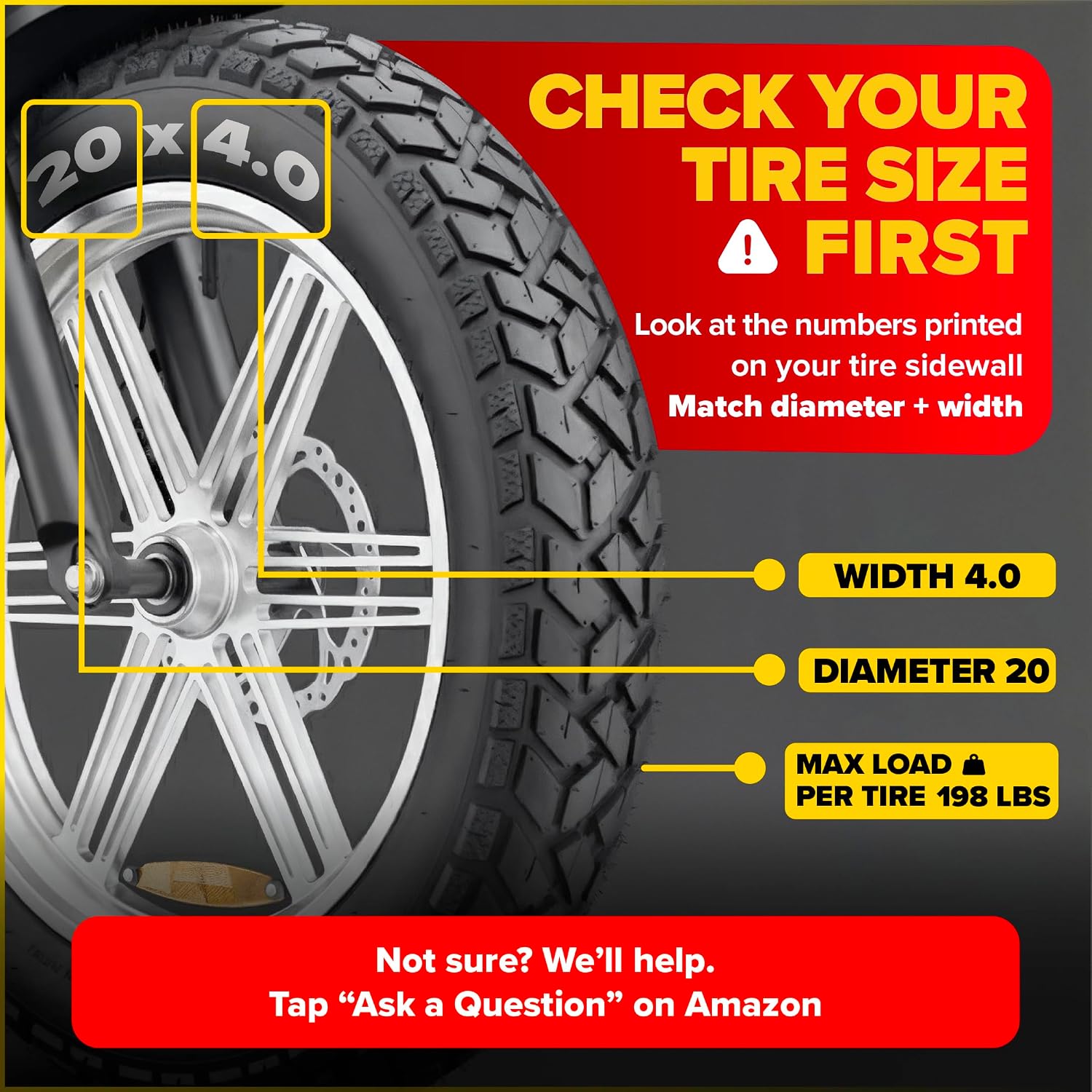 Ultraverse 20x4.0 E-Bike Fat Tire, All-Terrain Tread, 2 Units
