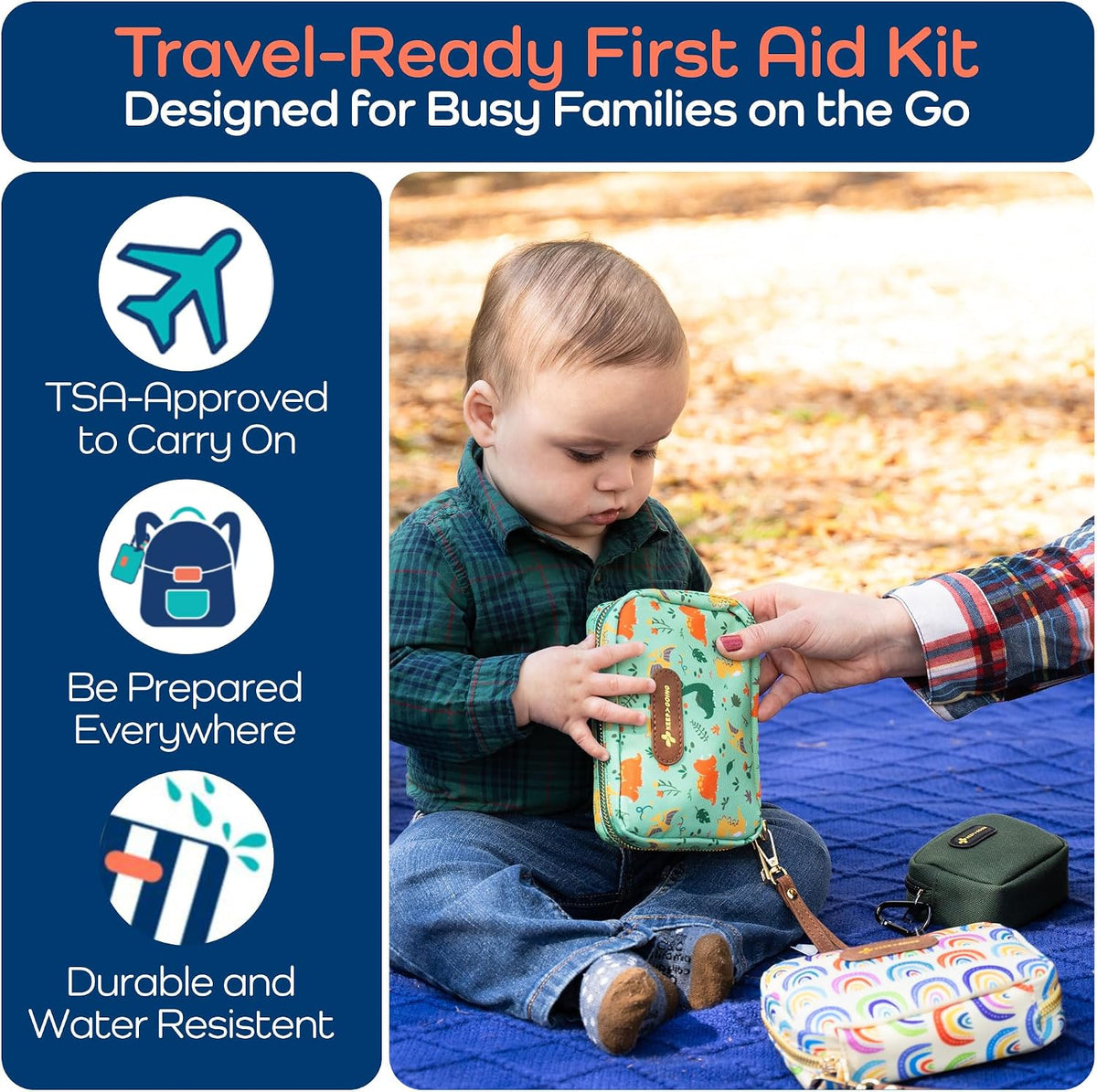 KeepGoing Travel First Aid Kit for Kids, 130 Pc. TSA-Approved Travel Size