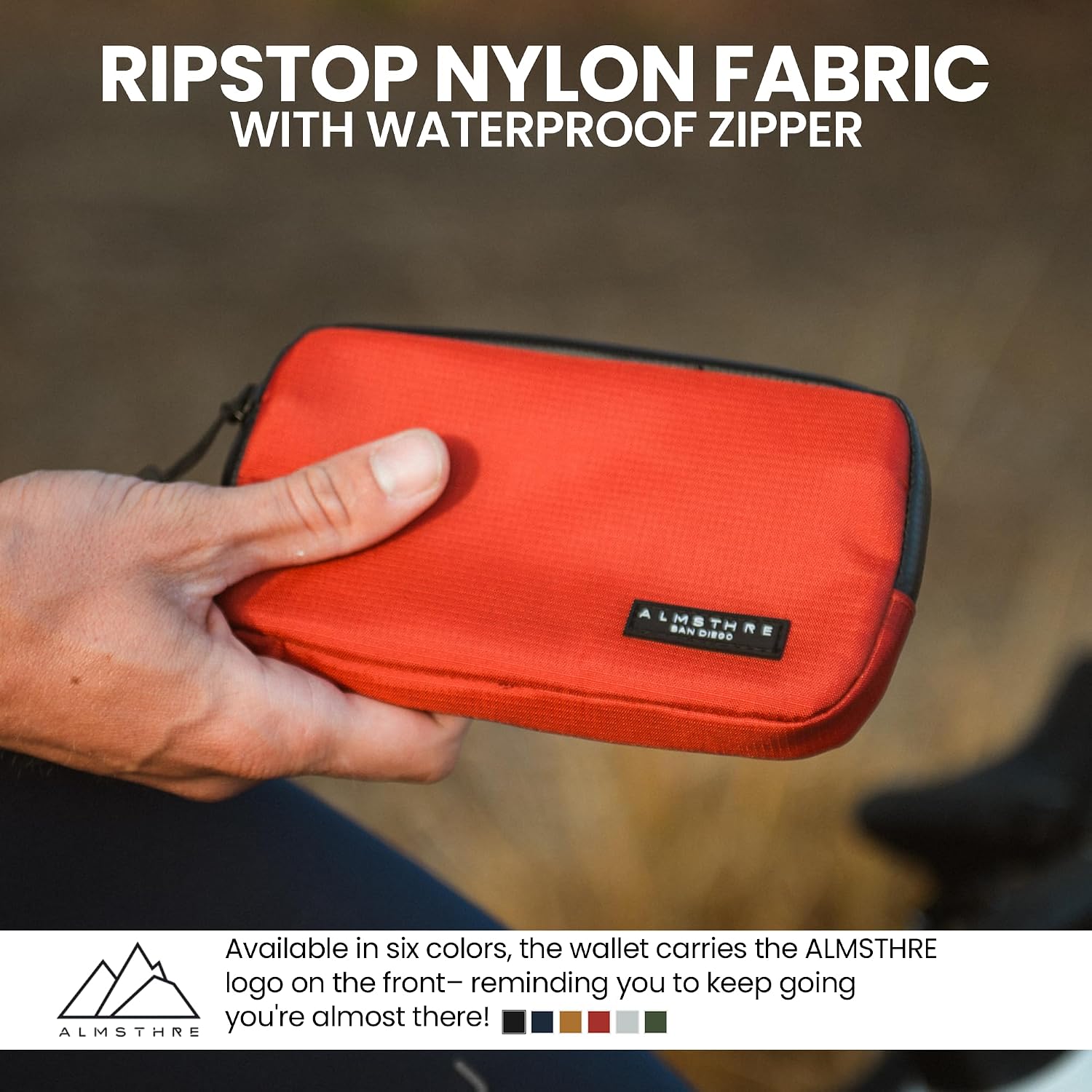 ALMSTHRE Ride Wallet 7”x4” | Waterproof Cycling Wallet for Phone, Cards & Essentials | Durable Ripstop Nylon – Fits Most Phones & Passports | Secure Storage for Biking & Travel