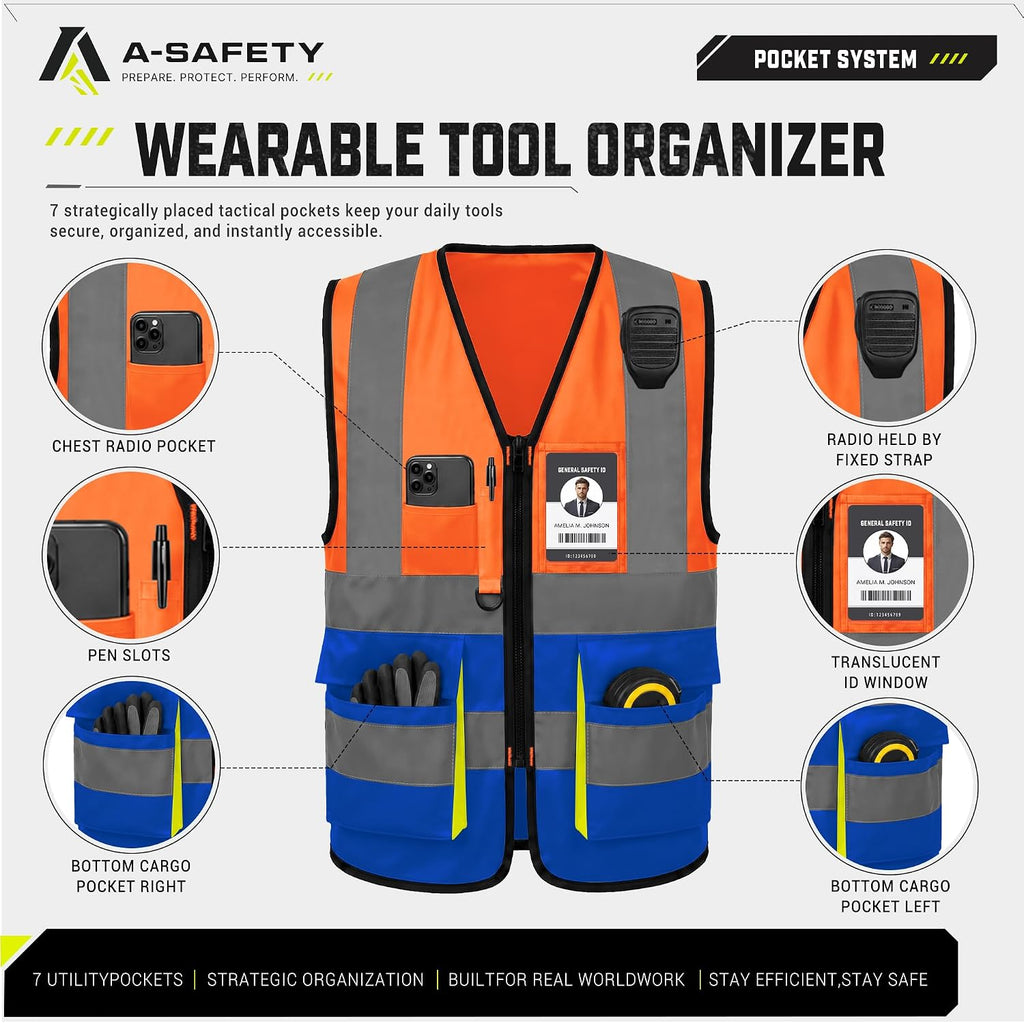 A-SAFETY High Visibility Reflective Safety Vest Customize Logo (XS-8XL)