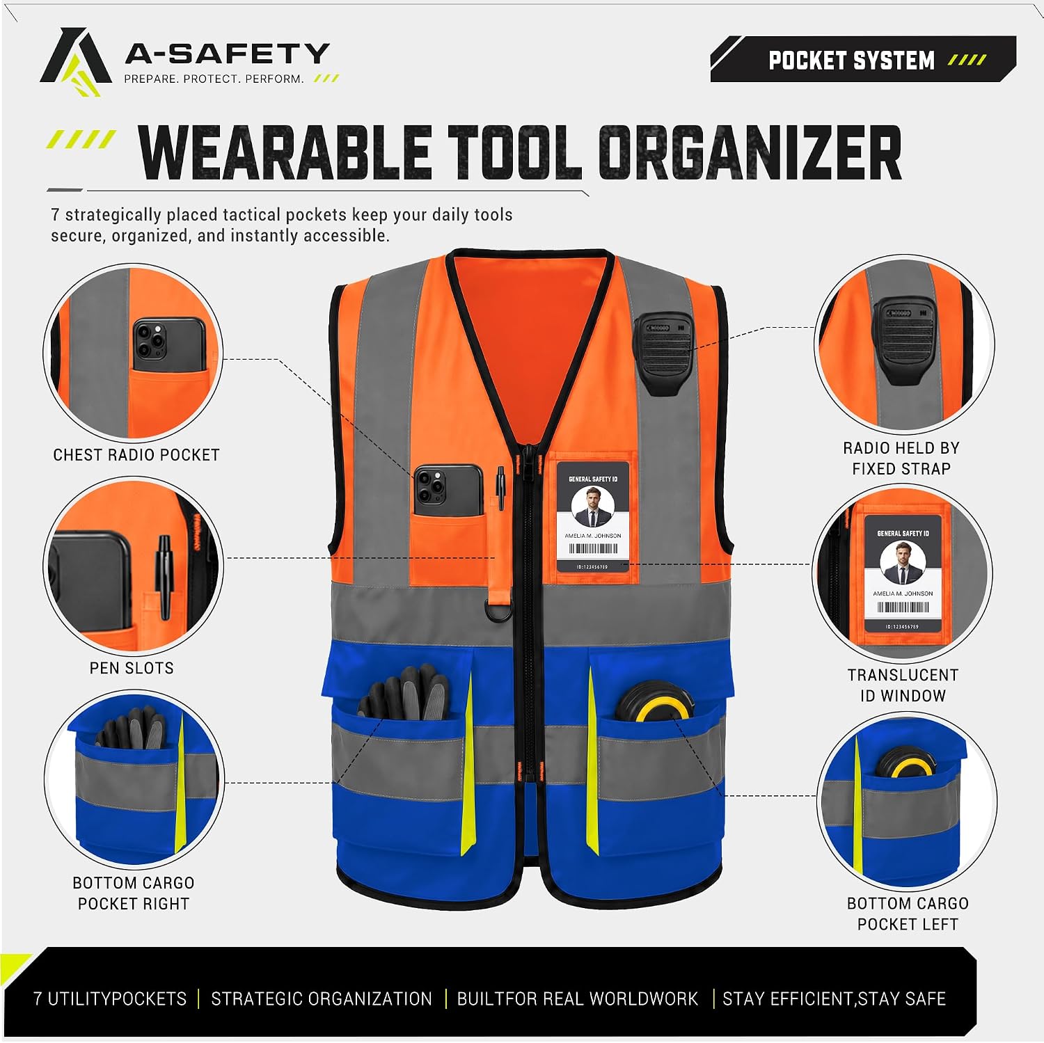 A-SAFETY High Visibility Reflective Safety Vest Customize Logo (XS-8XL)