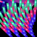 SHQDD 100PCS LED Foam Sticks, Foam Light Up Sticks with 3 Modes Colorful Flashing, Glow in Dark Party Supplies, Glow Stick Bulk Party Pack for Wedding, Raves, Concert, Camping, Sporting Events, Pool