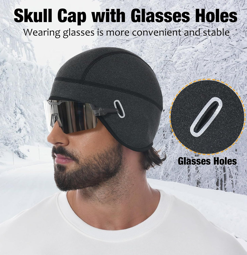 MELASA 2 Pack Winter Helmet Liner Skull Cap with Glasses Slots