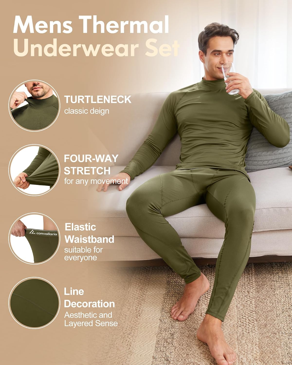 Mens Thermal Underwear Long Johns Base Layer Set Cold Weather 1/2/3 Pack