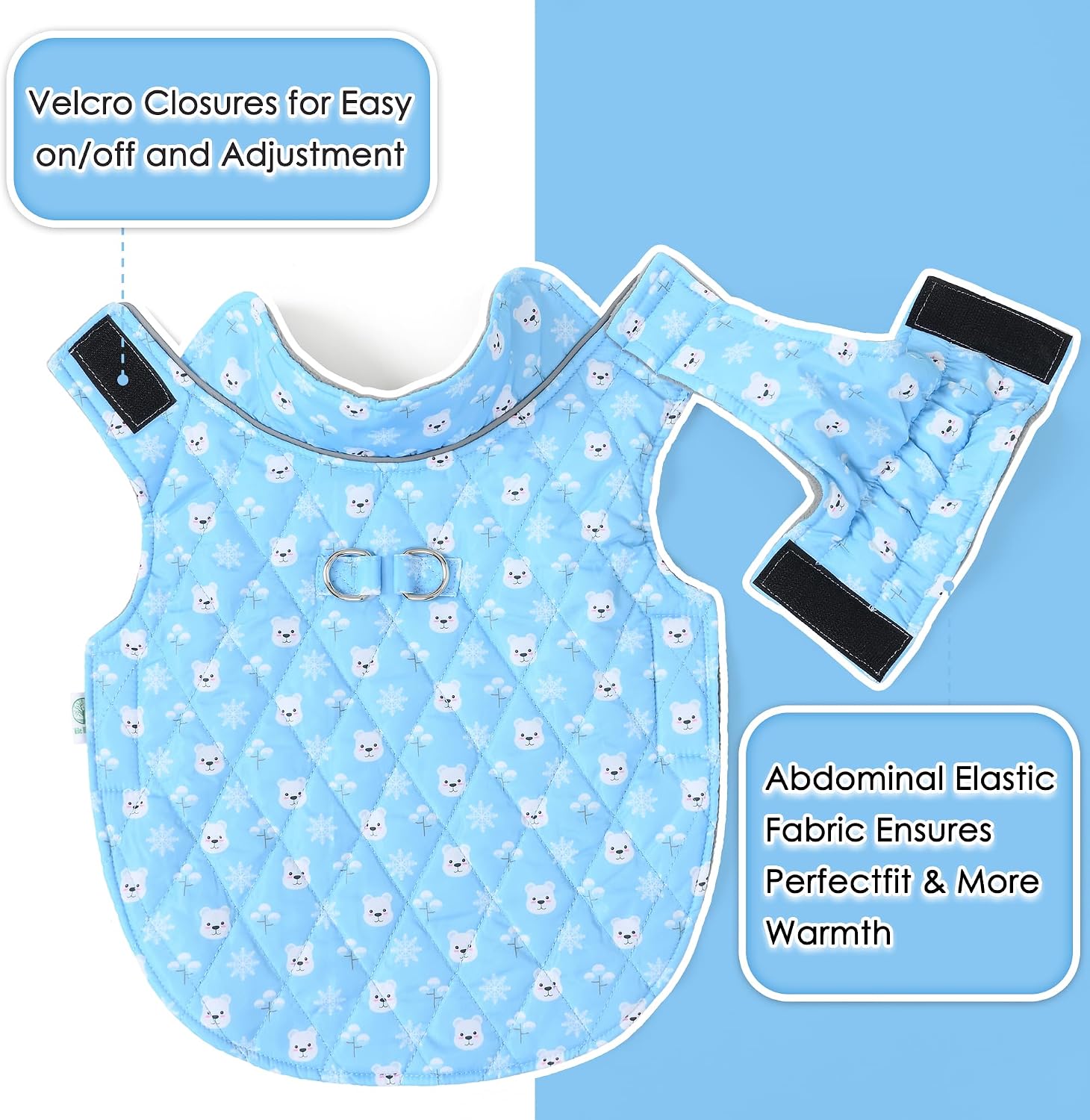 Mile High Life Dog Warm Coat, Small Dog Winter Jacket Windproof Water Resistant Cold Weather Coats Cozy Snow Jacket Vest for Puppies (Blue, Medium Chest 17.3")
