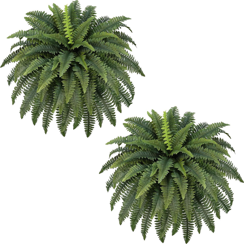 FOREST PRINCE 35" Fake Ferns Artificial Bush Plants for Outdoors, 2-Pack