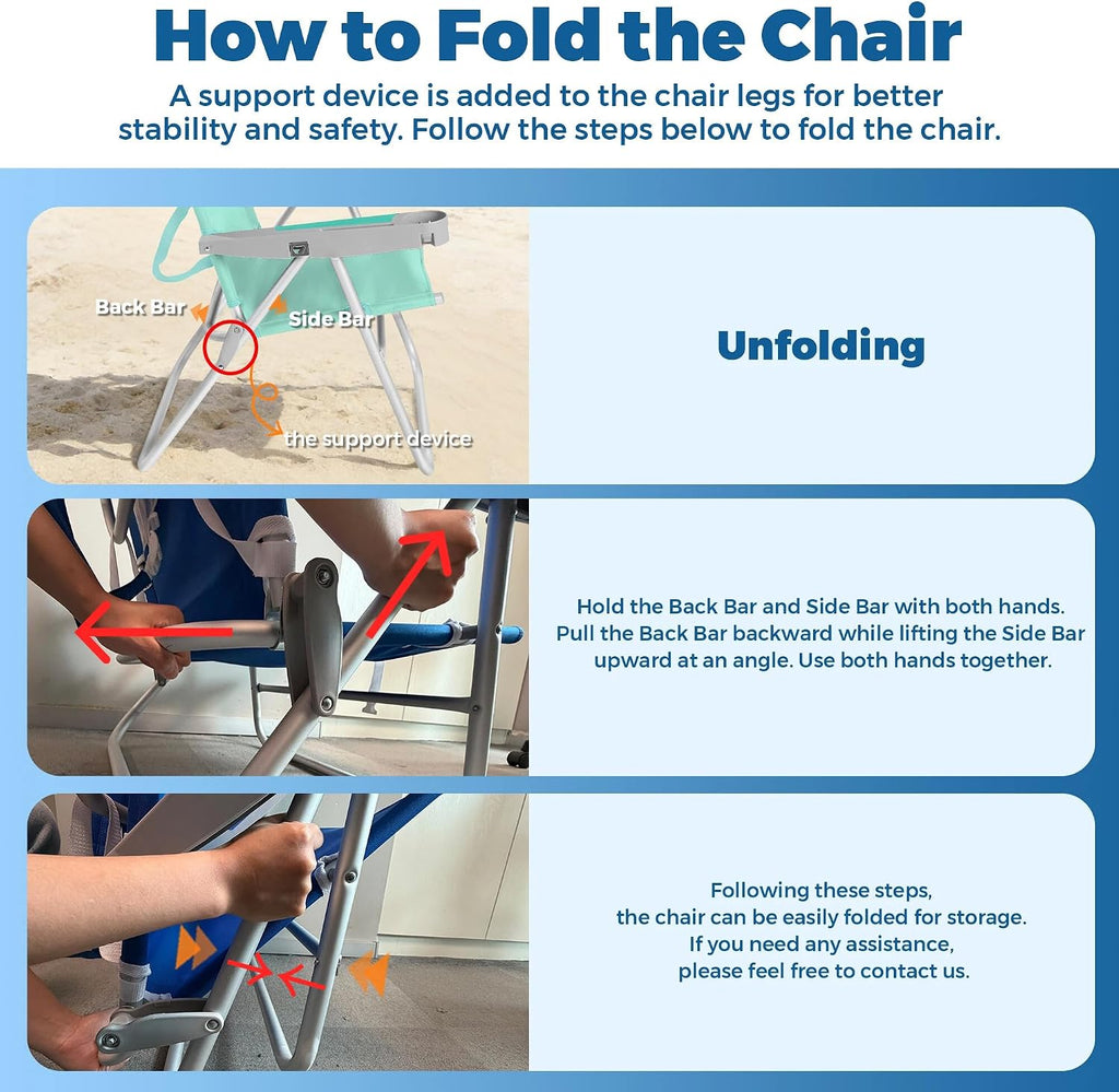 SUNNYFEEL Tall Beach Chair for Adults, High Back High Seat Folding Chairs