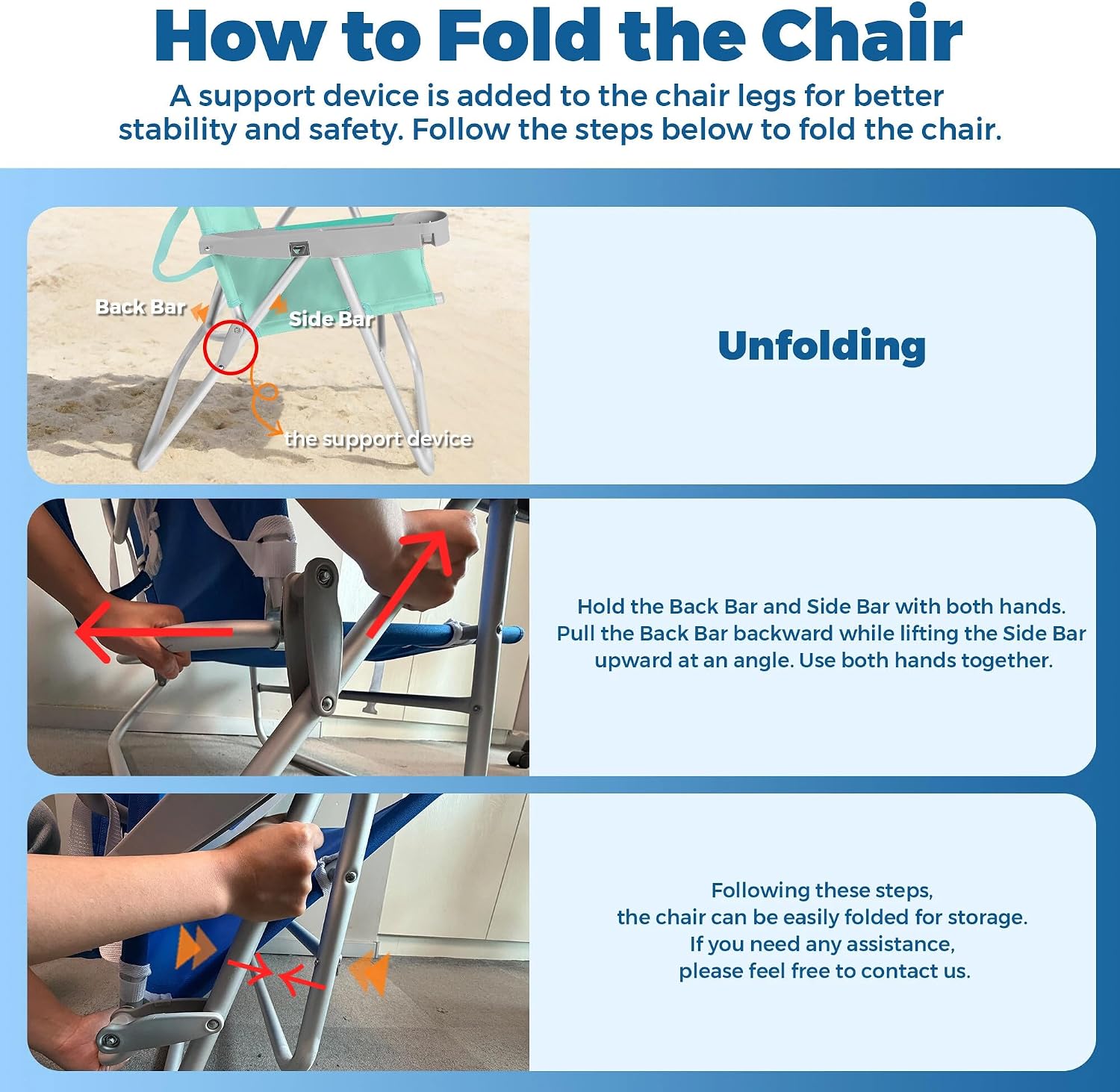 SUNNYFEEL Tall Beach Chair for Adults, High Back High Seat Folding Chairs