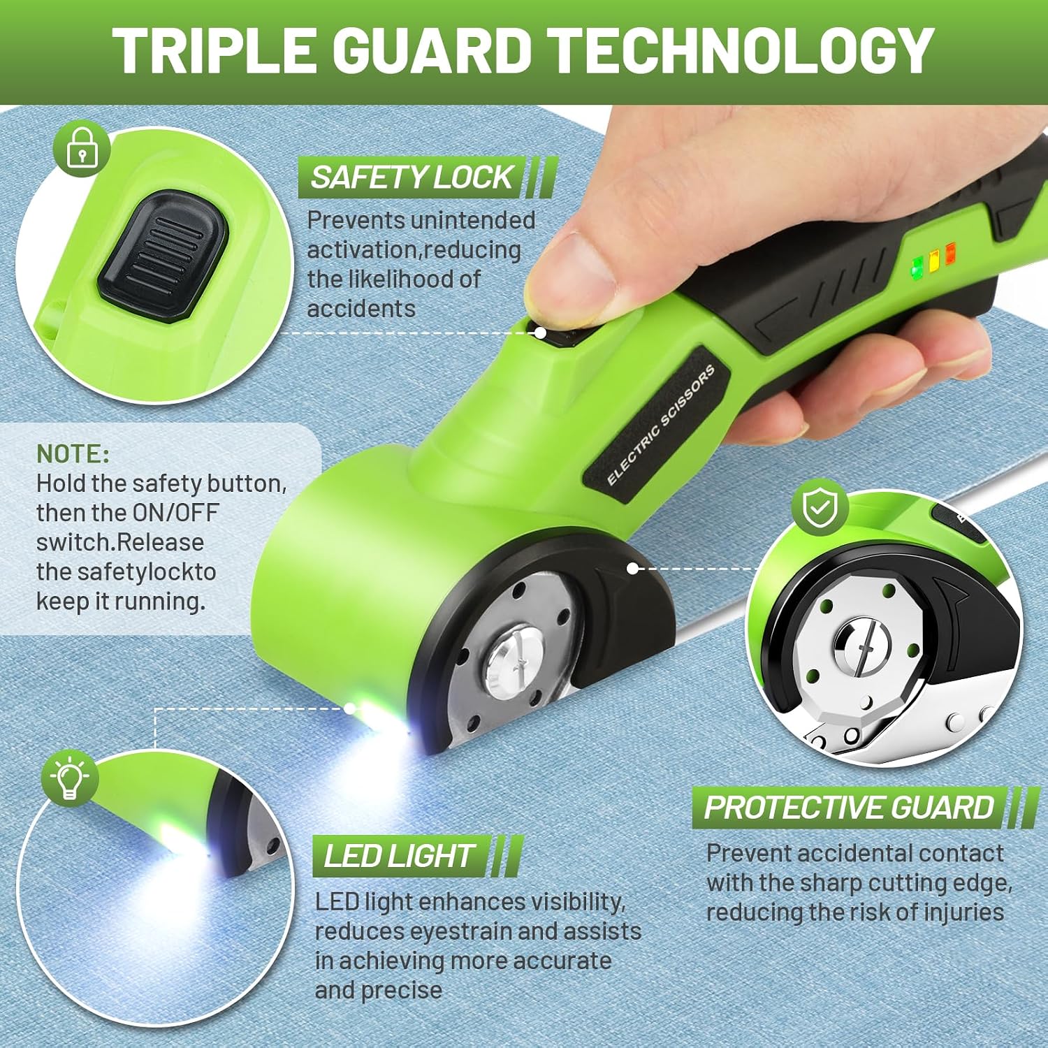 Cordless Electric Scissors, 4V Rechargeable Rotary Cardboard Cutter