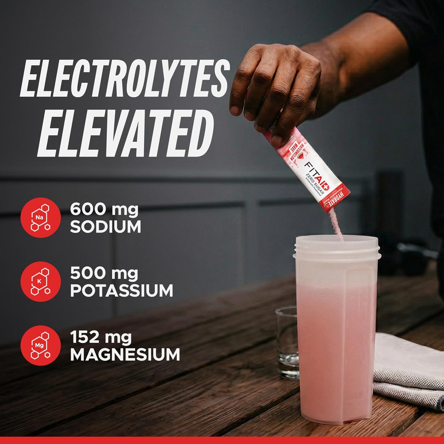 FITAID Hydrate Electrolyte Mix, Watermelon Wave (14 Stick Packs)