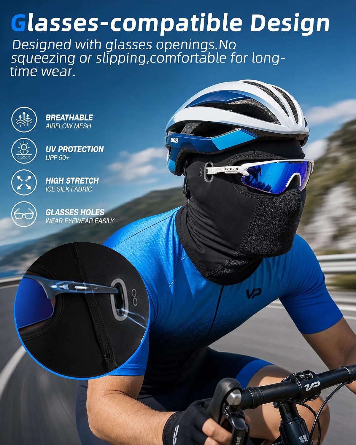 3 Pieces Unisex Ice Silk Mesh Balaclava Ski Mask, Full Cycling Face Cover