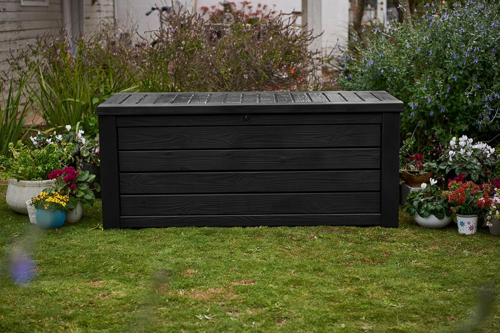 Keter Westwood Outdoor Storage Deck Box, 150 Gallon, Dark Grey