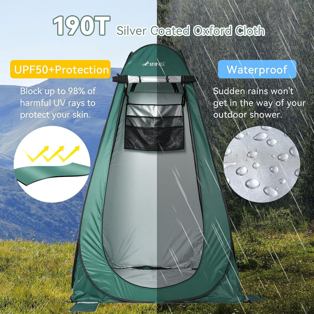 Pop Up Camping Shower Tent, Portable Dressing Changing Tent Outdoor with Carry Bag for Beach & Hiking, 75” x 48”x 48”