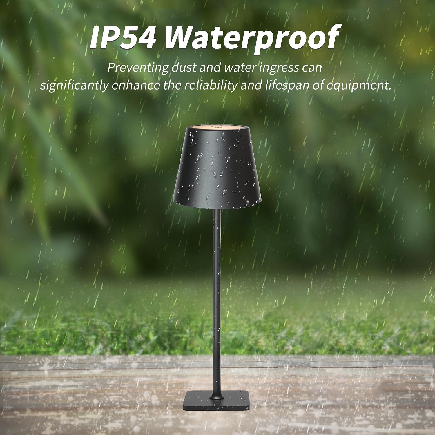 Mr. White Outdoor Waterproof Cordless Set of 2 Rechargeable Portable Top Touch Battery Operated Powered LED Table Lamp Desk Lamp Lights for Restaurant Kitchen Patio Dinner Dining (Black 2 Pack)