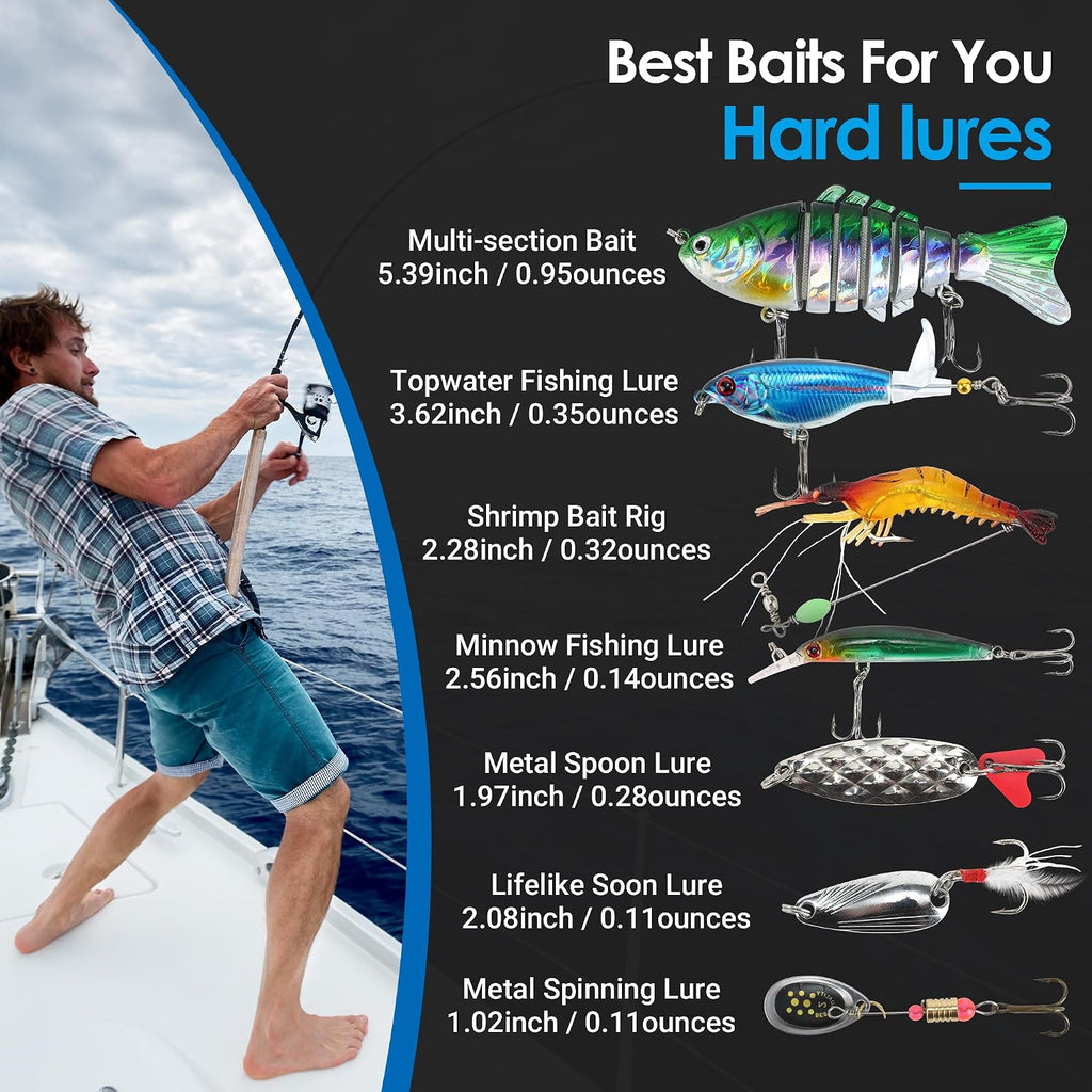 Fishing Lures Tackle Box Bass Kit,Saltwater & Freshwater Baits Set