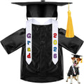 Chicingyou Small Dog Graduation Cap and Gown 2026 with Stole Washable Shirt and Hat Pet Graduation Gown Costume Outfit for Tiny Dog Little Cat Doll Clothes Holiday Halloween Costume Accessory(Black)