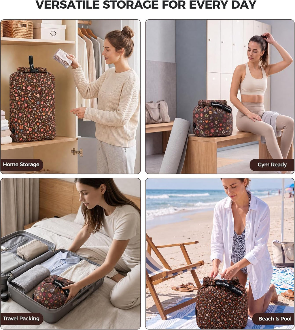 Travel Laundry Bag, Pump-Free Compression for Dirty Clothes