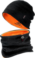 Winter Beanie Hat Scarf Set for Men Women Fleece Lined Warm Windproof Ski