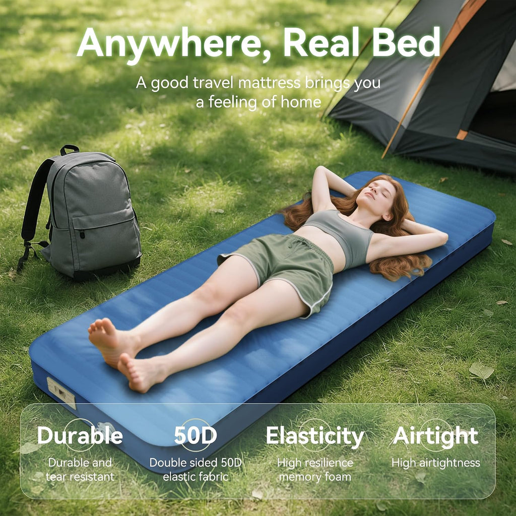 Sleeping Pad for Camping, Self Inflating 4" Memory Foam Mat