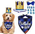 ADOGGYGO Dog Birthday Hat, Blue Plaid Birthday Dog Bandana Set, Small
