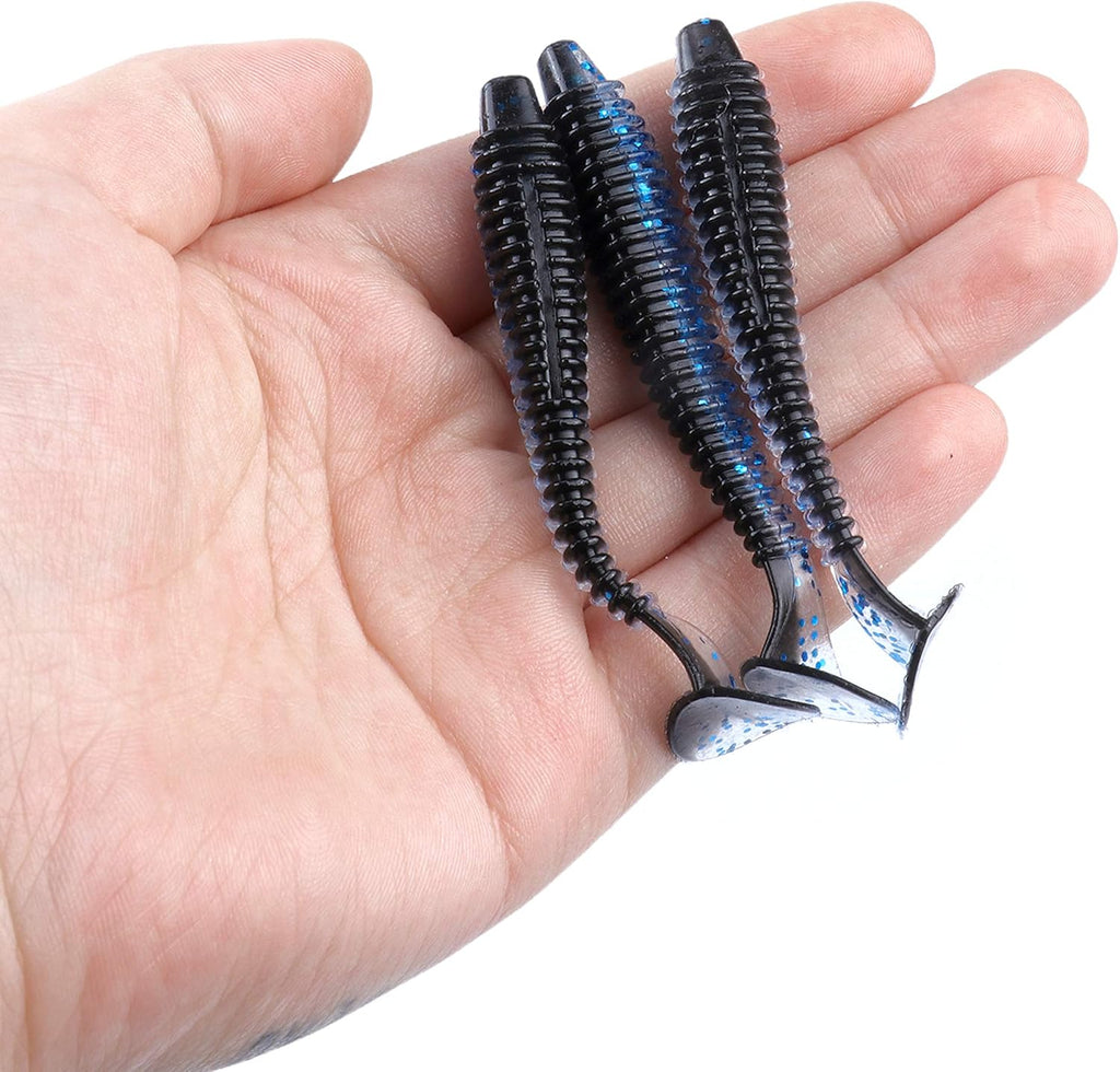 RUNCL Swimbaits Paddle 10/20/30/40PCS, 5/4/3/2 Inchs Paddle Tail, Soft Lure for Trout Crappie Bass, Durable Plastic Bait Swimmer for Saltwater/Freshwater, Fishing Lover's Gift