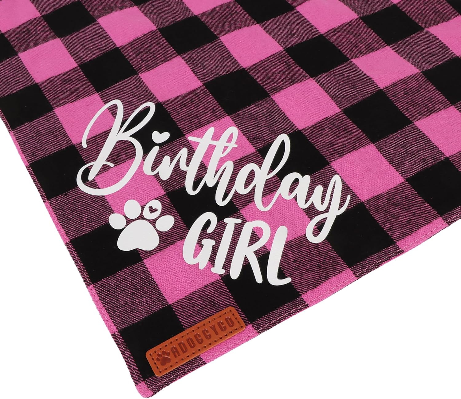 ADOGGYGO Dog Birthday Hat, Pink Plaid Birthday Dog Bandana Set, Small